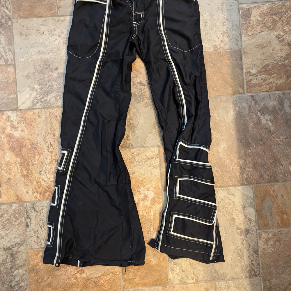 Black Pants with White Accents
